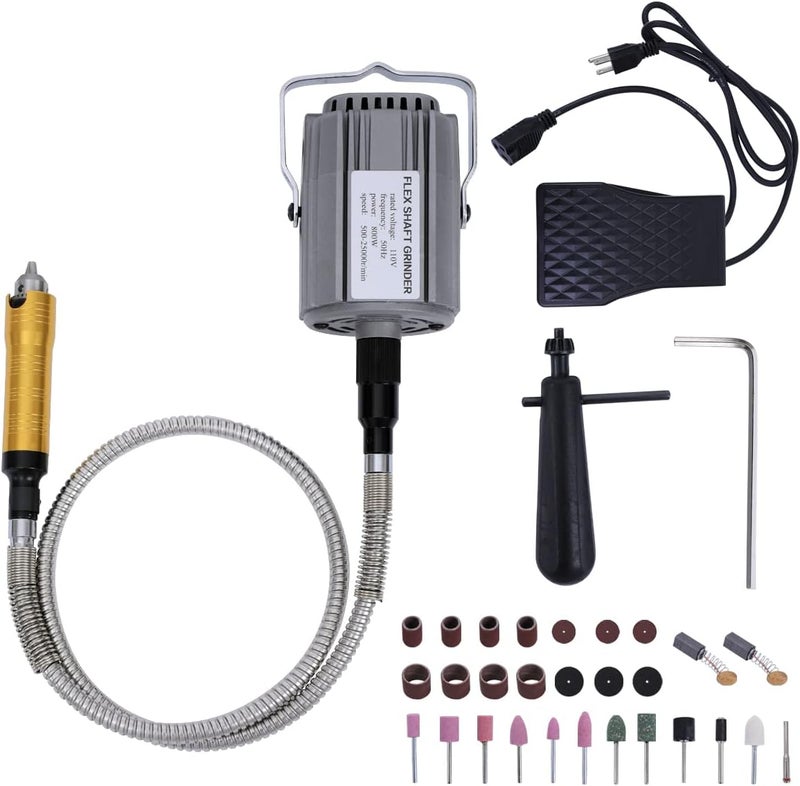 GESD High-Powered 800W Flex Shaft Rotary Tool with Foot Pedal Control and Metal Flexible Shaft - Electric Hanging Grinder Carver for Metalworking, Repair, Carving, Buffing, Polishing, Sanding at 23000 RPM - Image 1